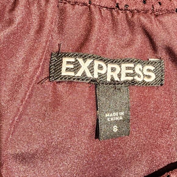 Express A-line Mini Skirt Size 8 Burgundy Faux Suede Perforated Lined EUC - Picture 6 of 7
